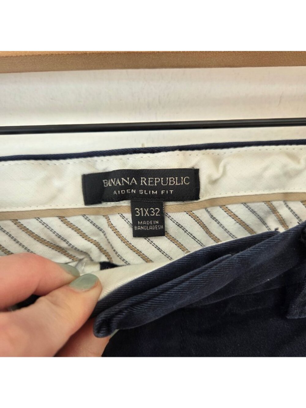 Banana Republic Aiden Slim Fit Trousers Pants Navy Blue Chinos Men's 31x32 - Picture 6 of 8